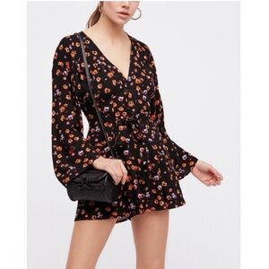Free People Women's Black and Orange Playsuit-romper